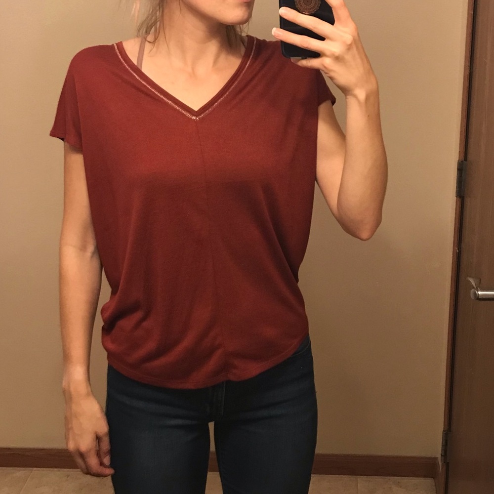 WHBM Rust layering short sleeve top XS